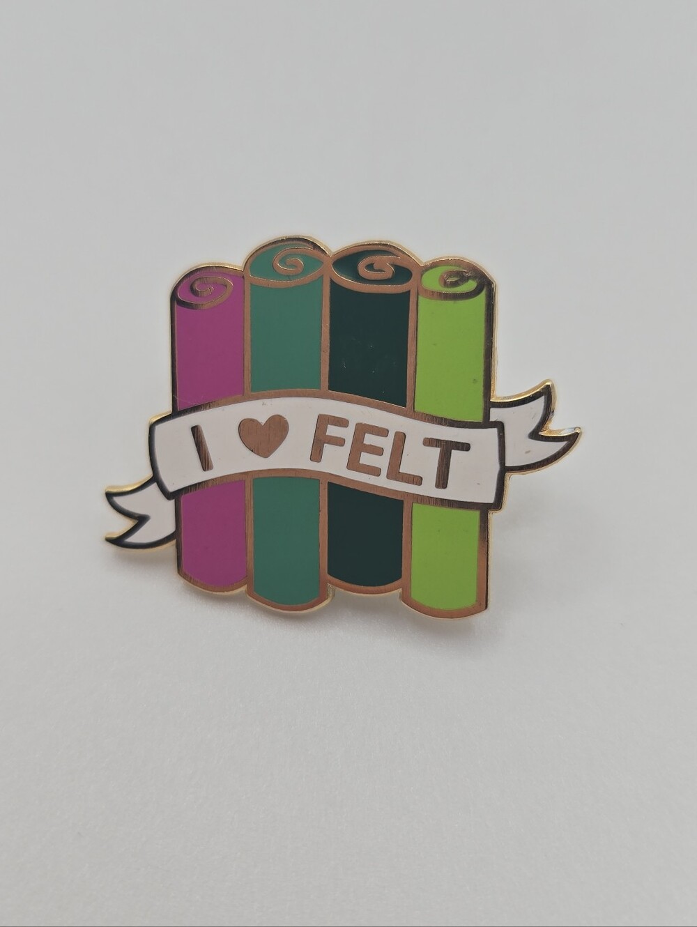 I Love Felt Enamel Pin Sewing Crafting Fiber Arts Cute Colorful Lapel Pin